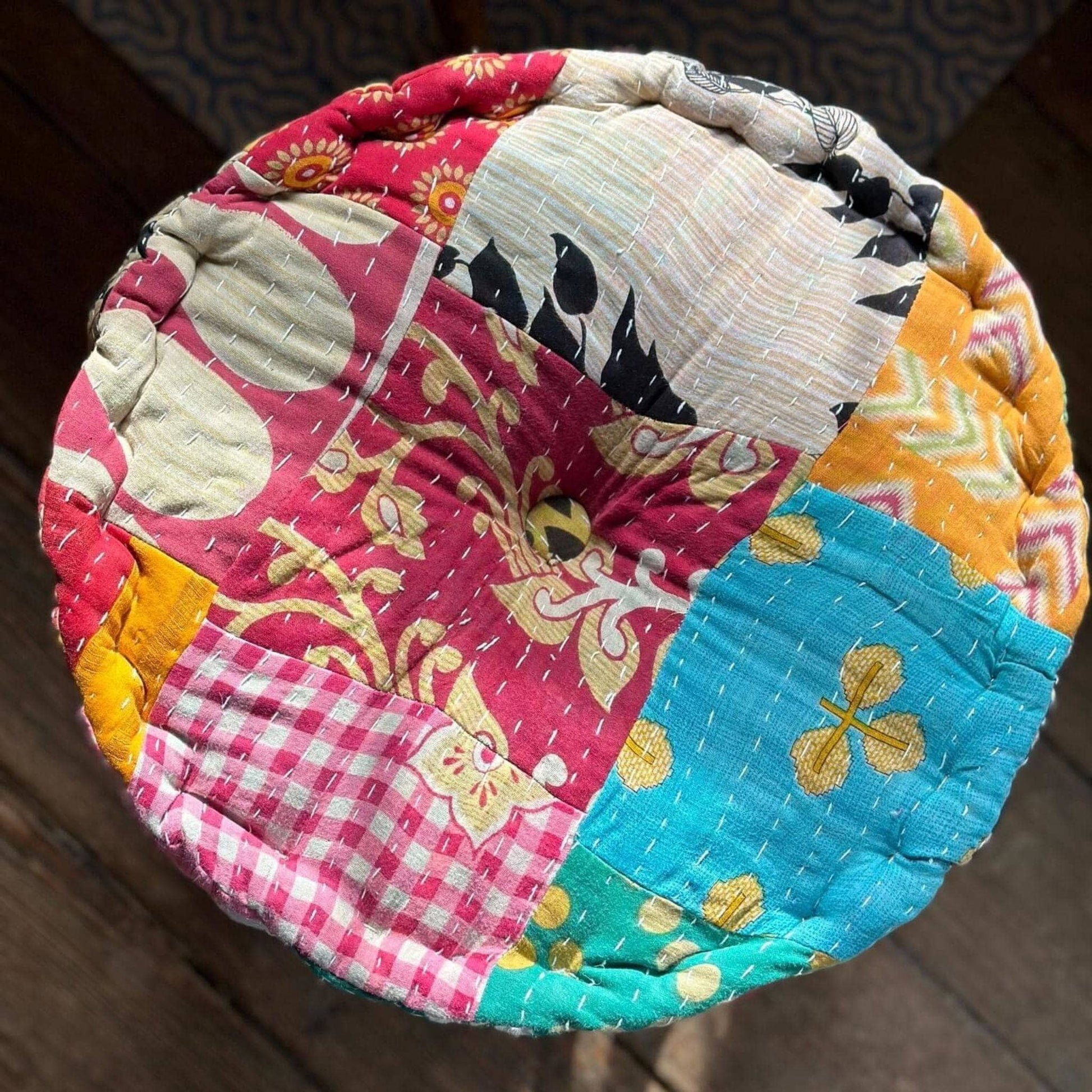 Hand Embroidered Floor Pouf - view 5