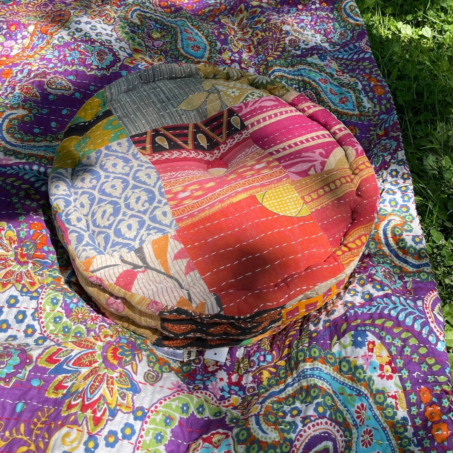 Hand Embroidered Floor Pouf - view 4