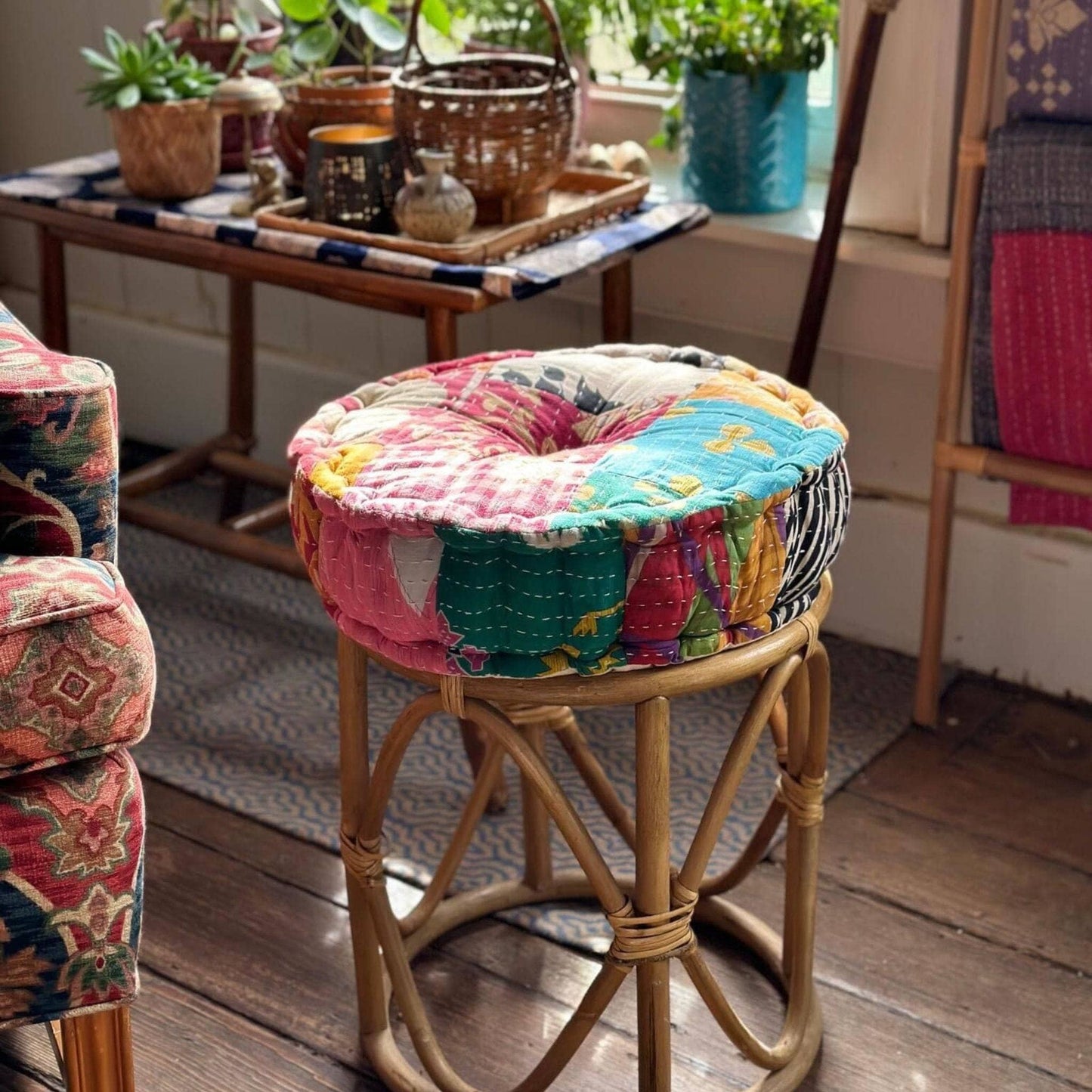 Hand Embroidered Floor Pouf - view 6