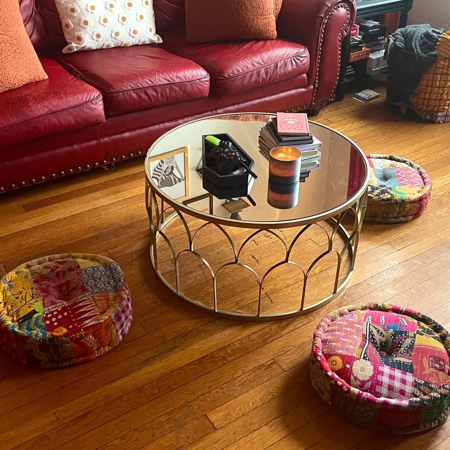 Hand Embroidered Floor Pouf - view 2