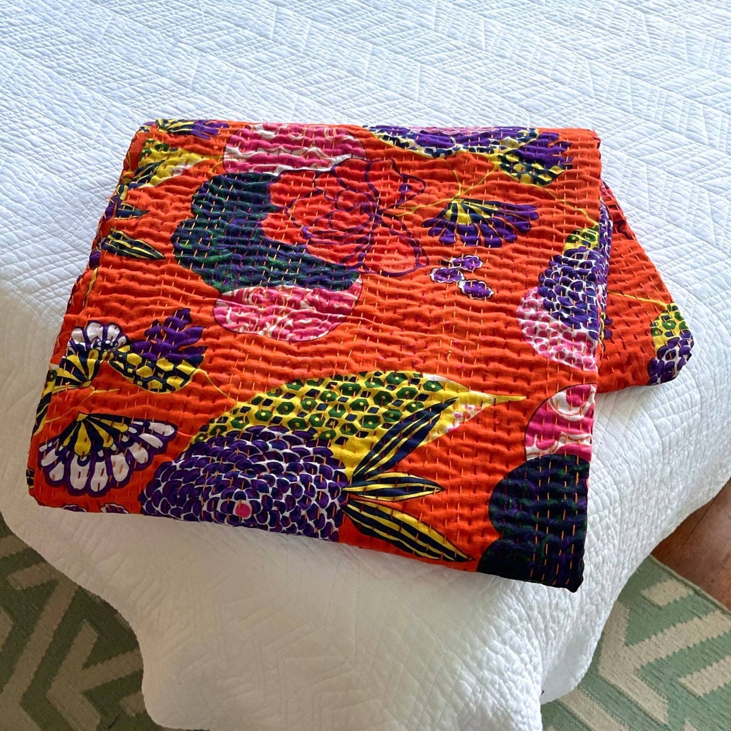 Handmade Kantha Quilt Blanket - view 7