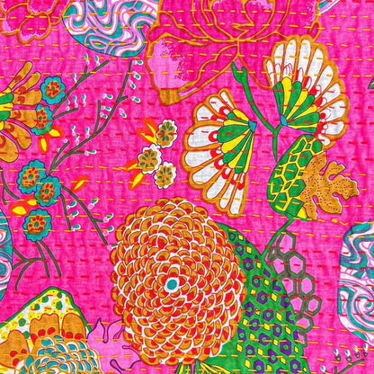 Handmade Kantha Quilt Blanket - view 6