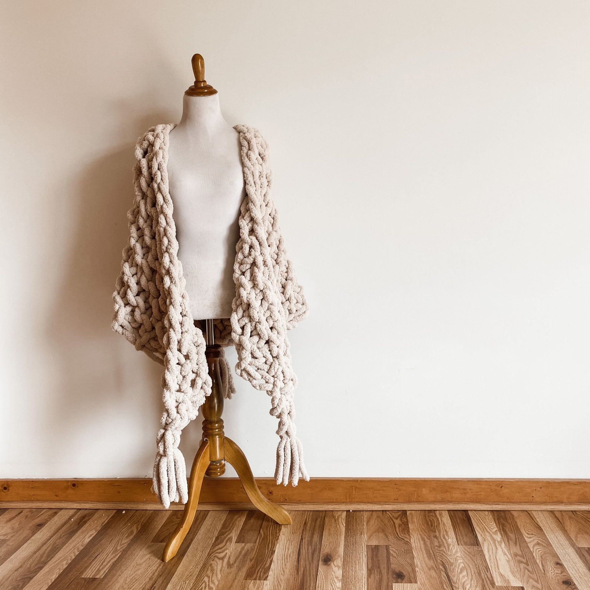 Hickory Tree Arm Knit Shawl Pattern – Easy Beginner Project - view 3