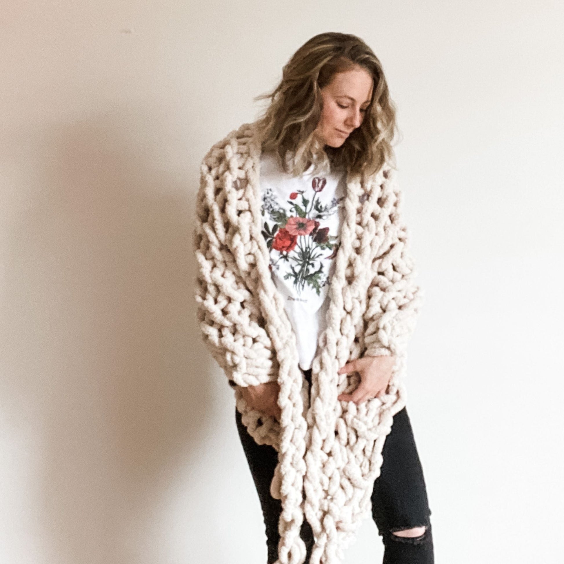 Hickory Tree Arm Knit Shawl Pattern – Easy Beginner Project - view 4