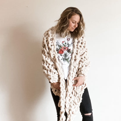 Hickory Tree Arm Knit Shawl Pattern – Easy Beginner Project - view 4