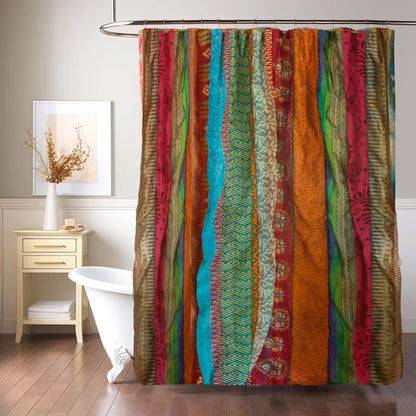 Rainbow Oasis Drapes – Upcycled Boho Curtains - view 11