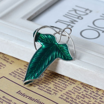 Elven Leaf Brooch & Pendant Set — 2-Pack in Enchanted Green & Silver - view 2