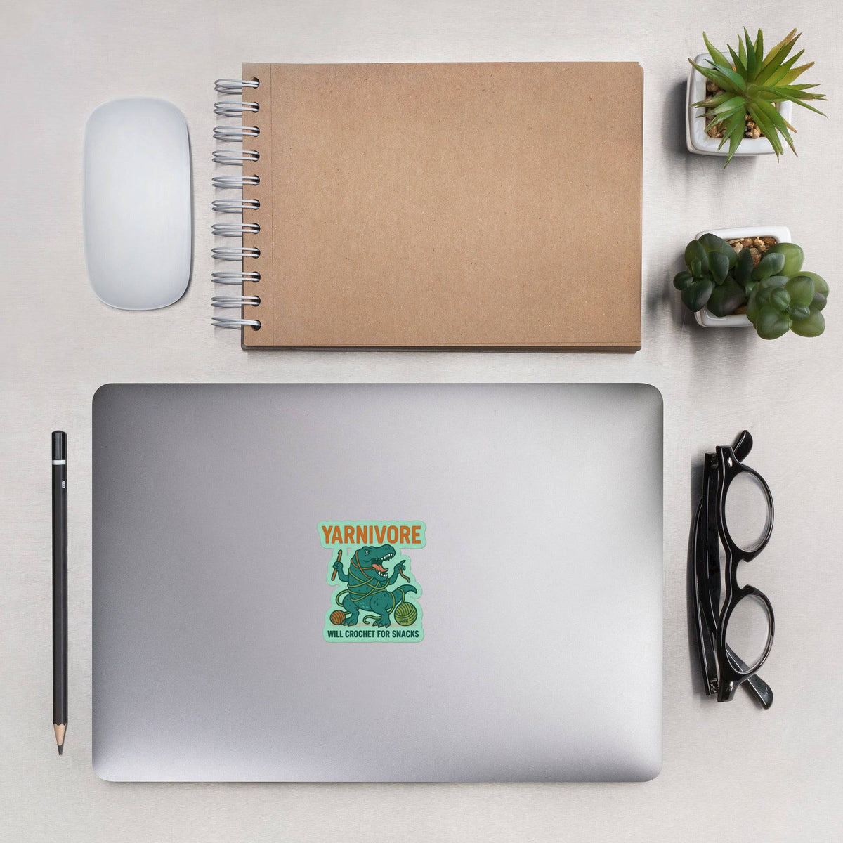 Yarnivore "Will Crochet for Snacks" Bubble-Free Sticker - view 2