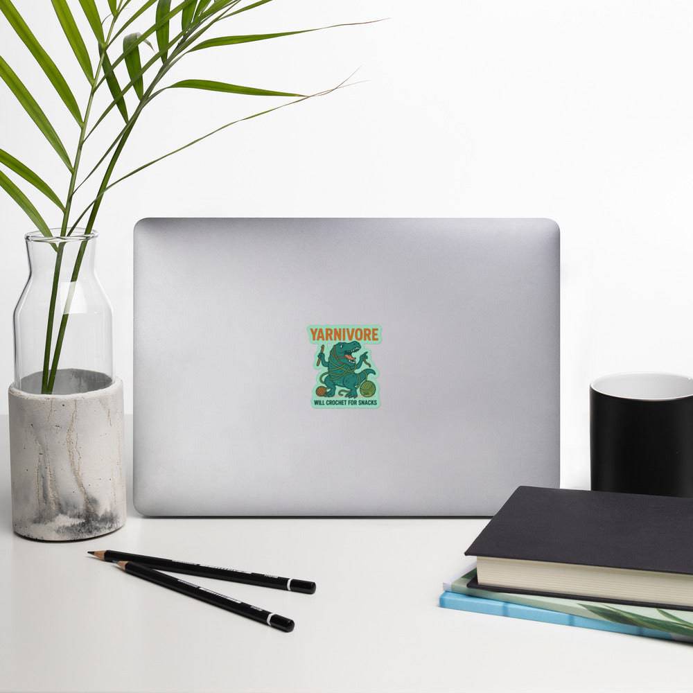 Yarnivore "Will Crochet for Snacks" Bubble-Free Sticker - view 3