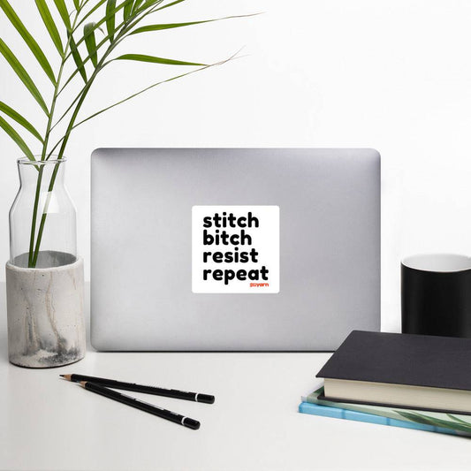 Stitch Bitch Resist Repeat 4" Square Sticker - view 2