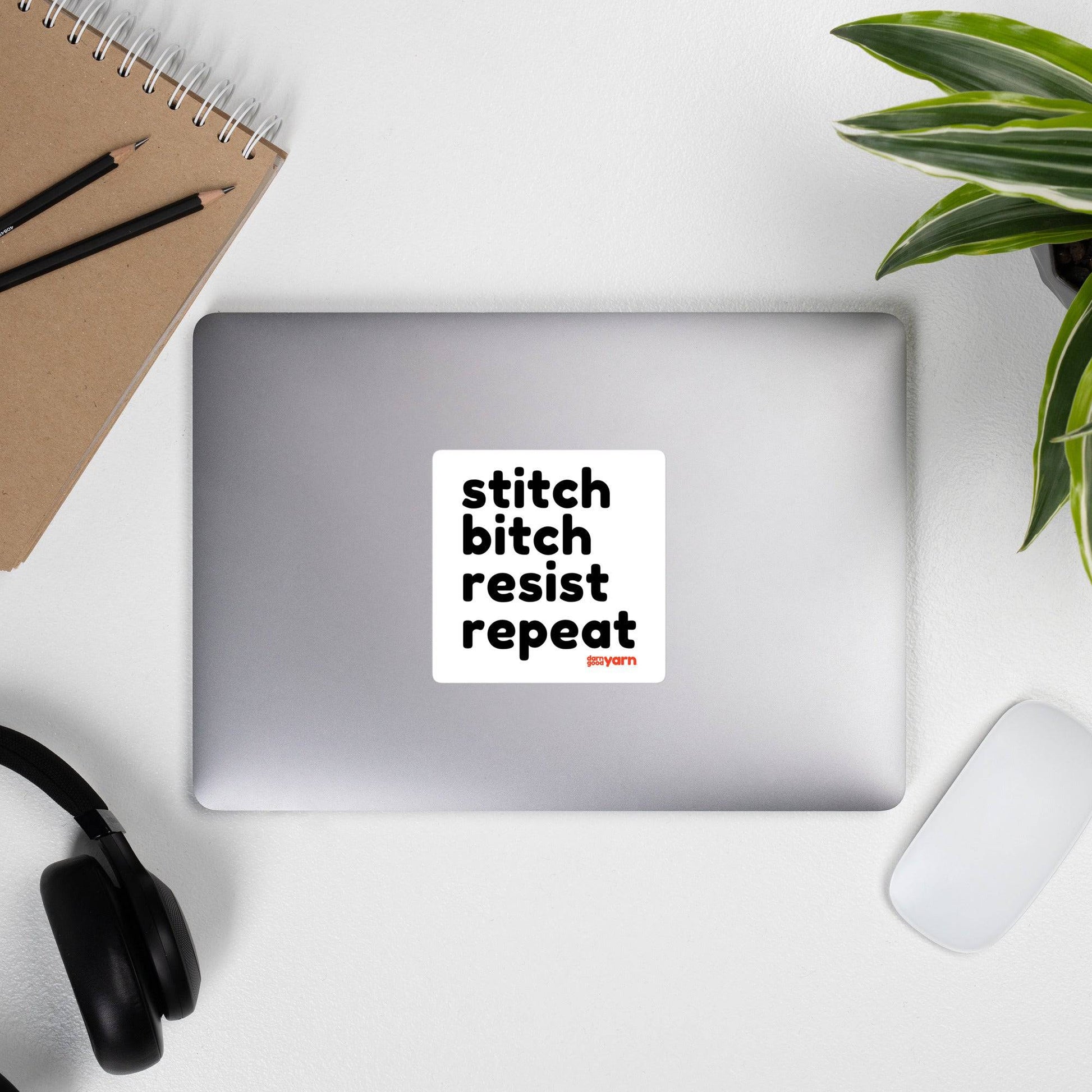 Stitch Bitch Resist Repeat 4" Square Sticker - view 3