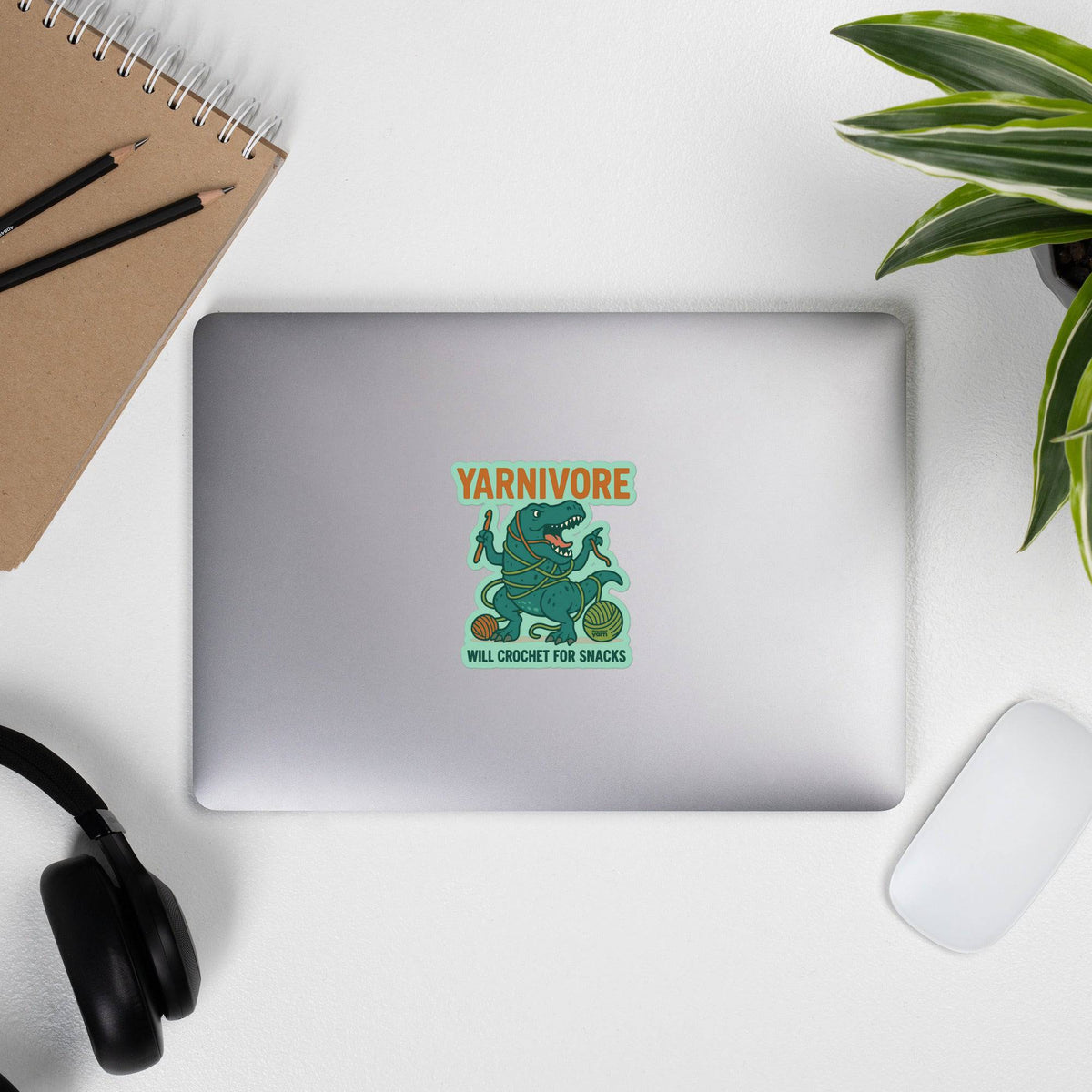 Yarnivore "Will Crochet for Snacks" Bubble-Free Sticker - view 7
