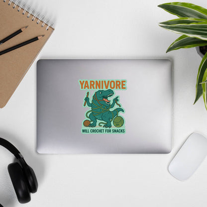 Yarnivore "Will Crochet for Snacks" Bubble-Free Sticker - view 9