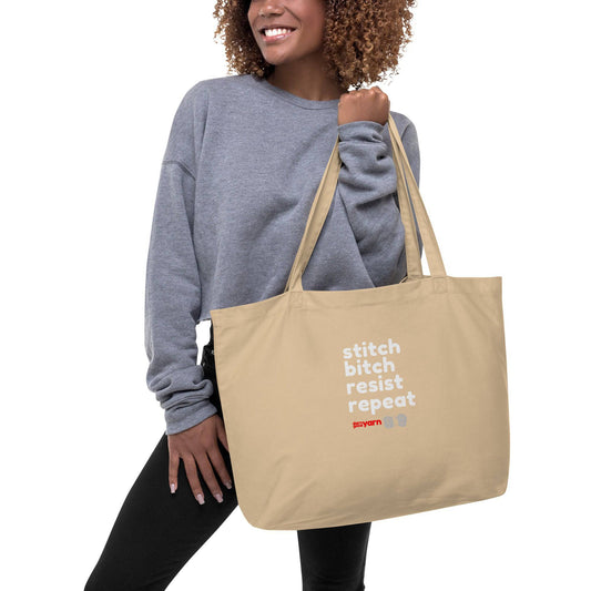 Stitch Bitch Resist Repeat Extra Large Organic Tote Bag - view 2