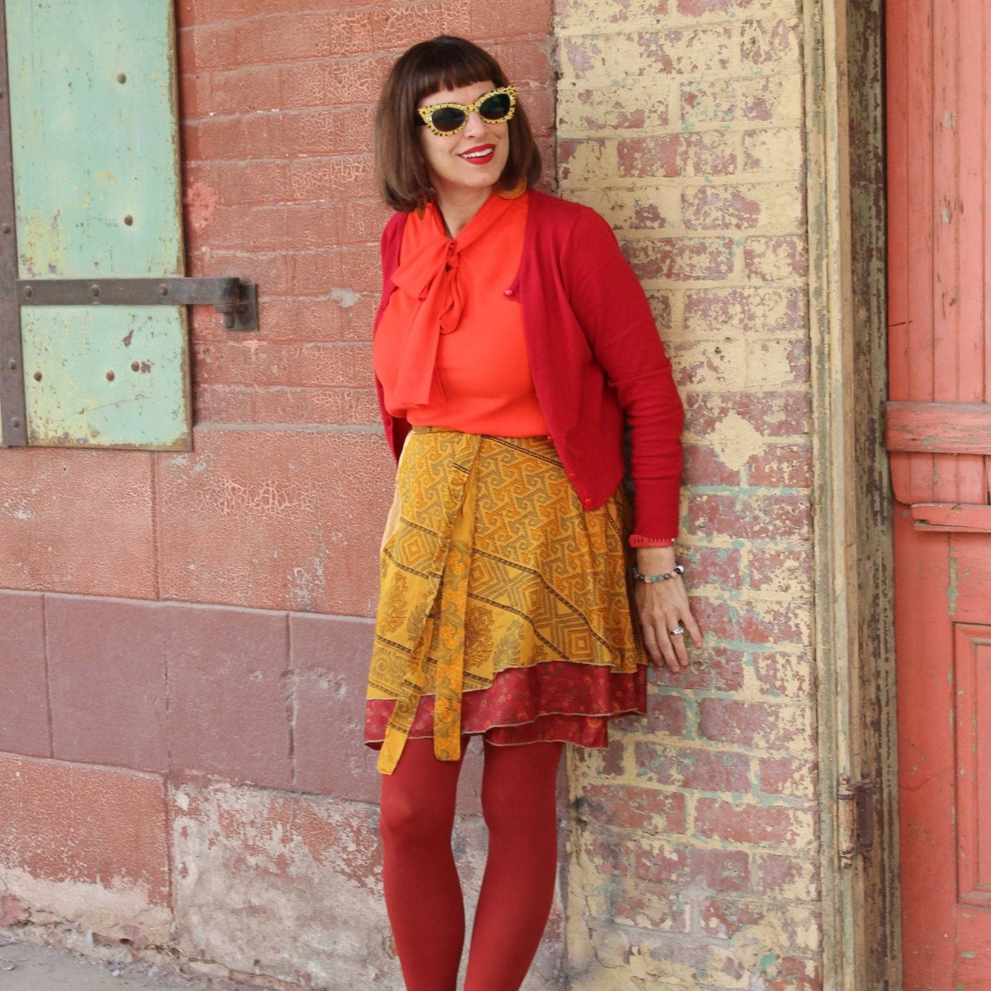 Knee-Length "Mini" Sari Wrap Skirt - view 3