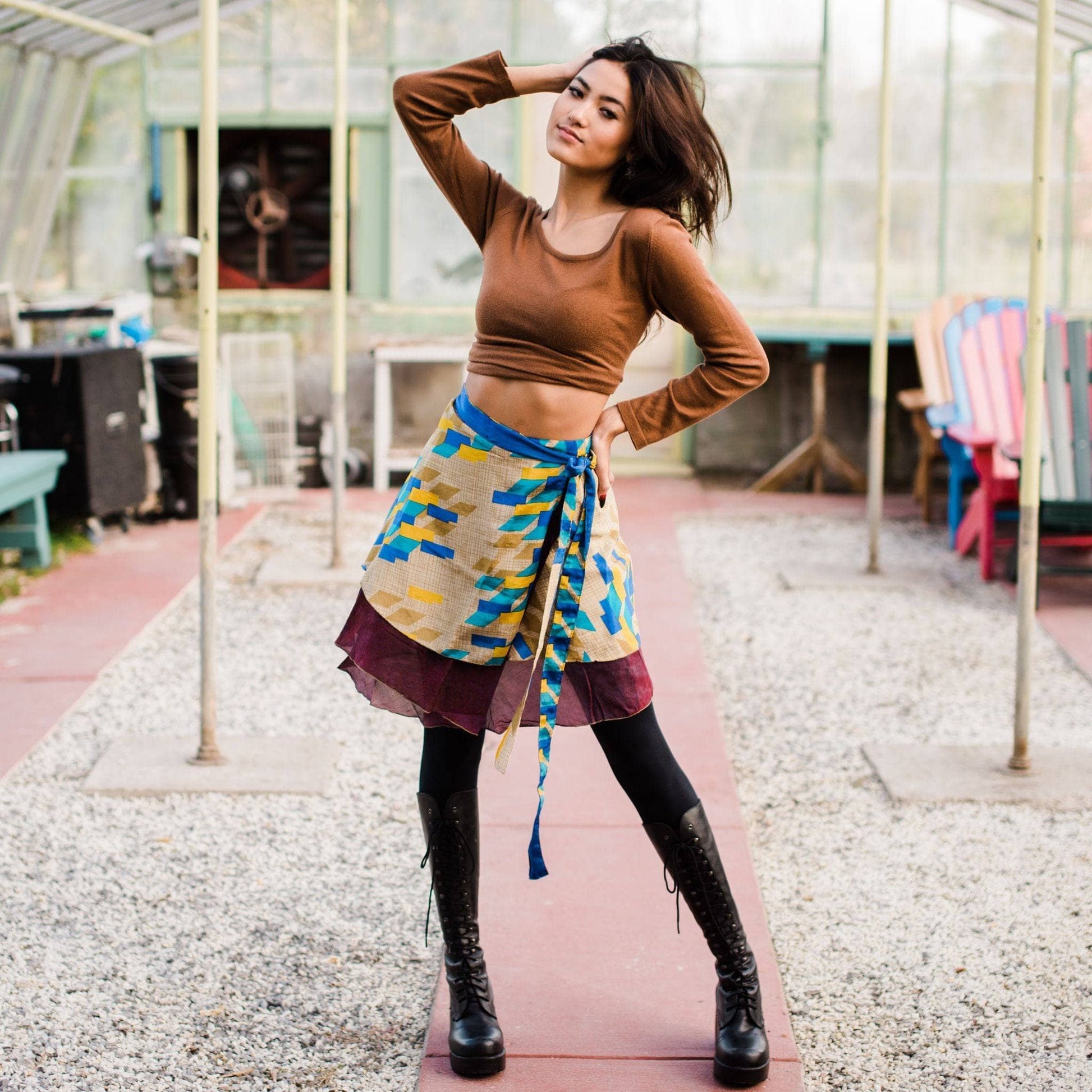 Knee-Length "Mini" Sari Wrap Skirt - view 5