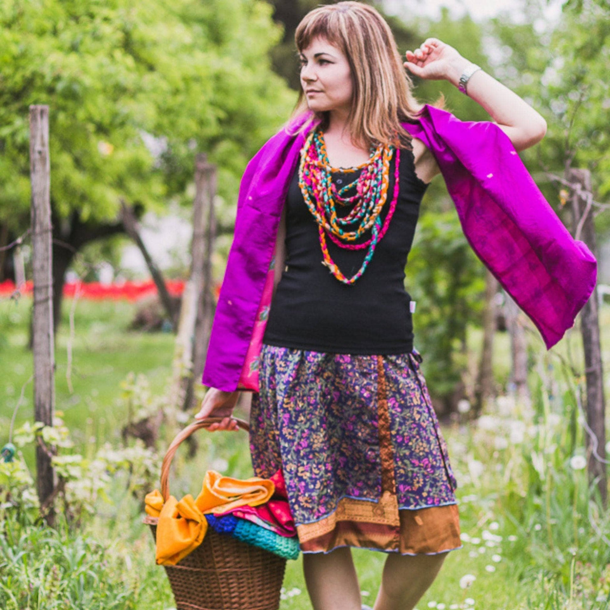 Knee-Length "Mini" Sari Wrap Skirt - view 10