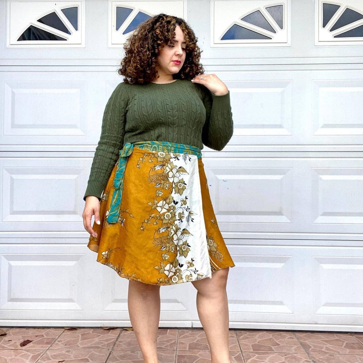 Knee-Length "Mini" Sari Wrap Skirt - view 7