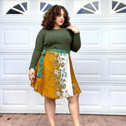 Knee-Length "Mini" Sari Wrap Skirt - view 7
