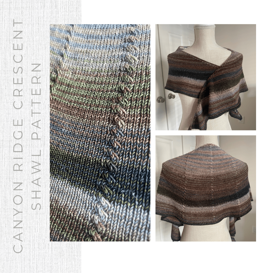 Canyon Ridge Crescent Shawl Knitting Pattern - Digital Download