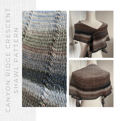 Canyon Ridge Crescent Shawl Knitting Pattern - Digital Download