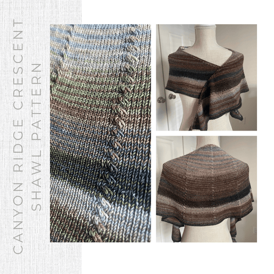 Canyon Ridge Crescent Shawl Knitting Pattern - Digital Download