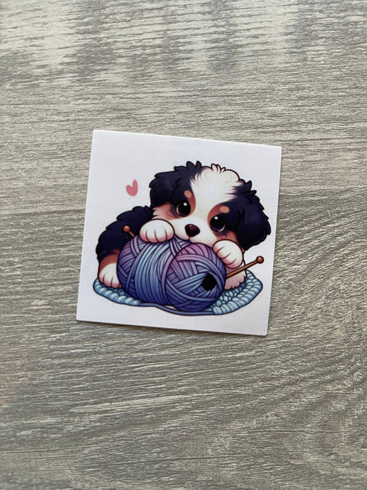 Puppy with Yarn Sticker