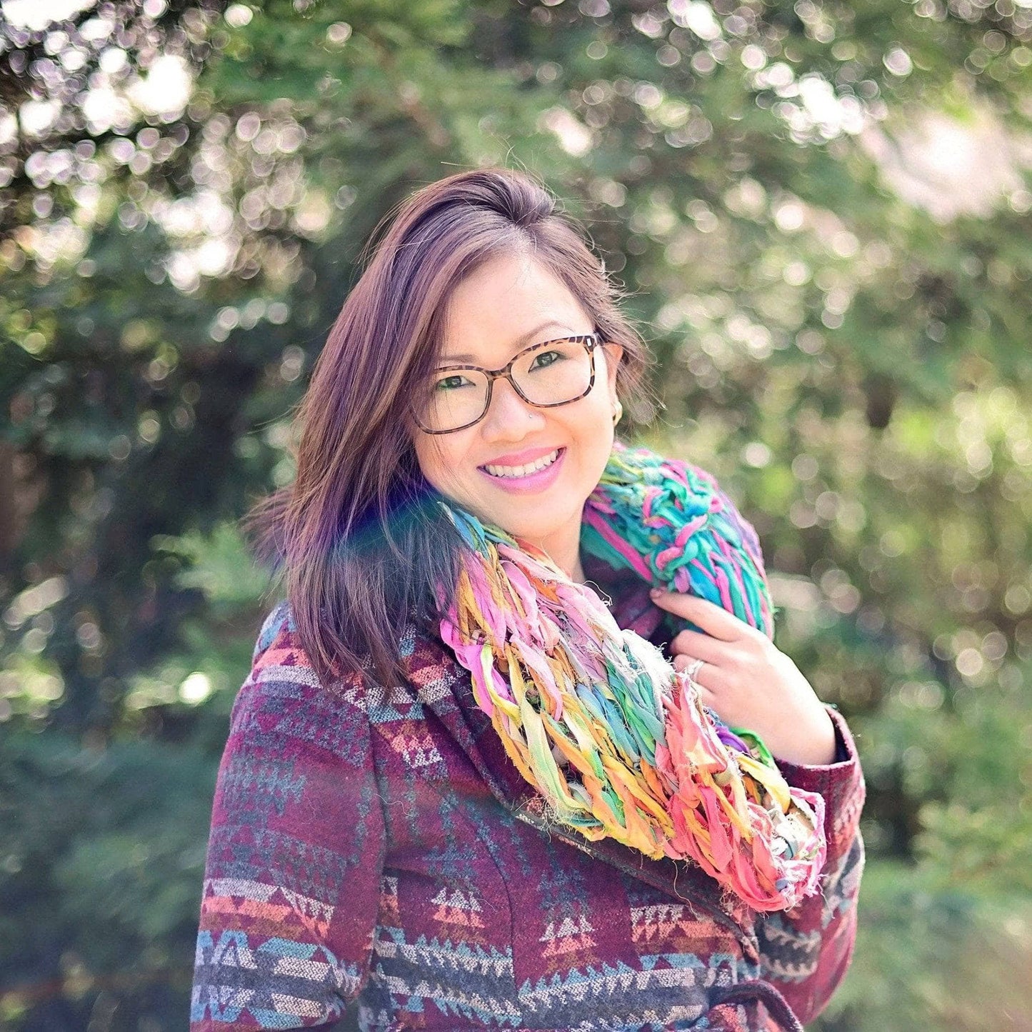 Pastel Arm Knit Chiffon Cowl Pattern - view 2