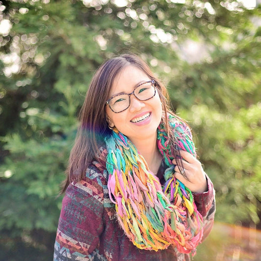 Pastel Arm Knit Chiffon Cowl Pattern