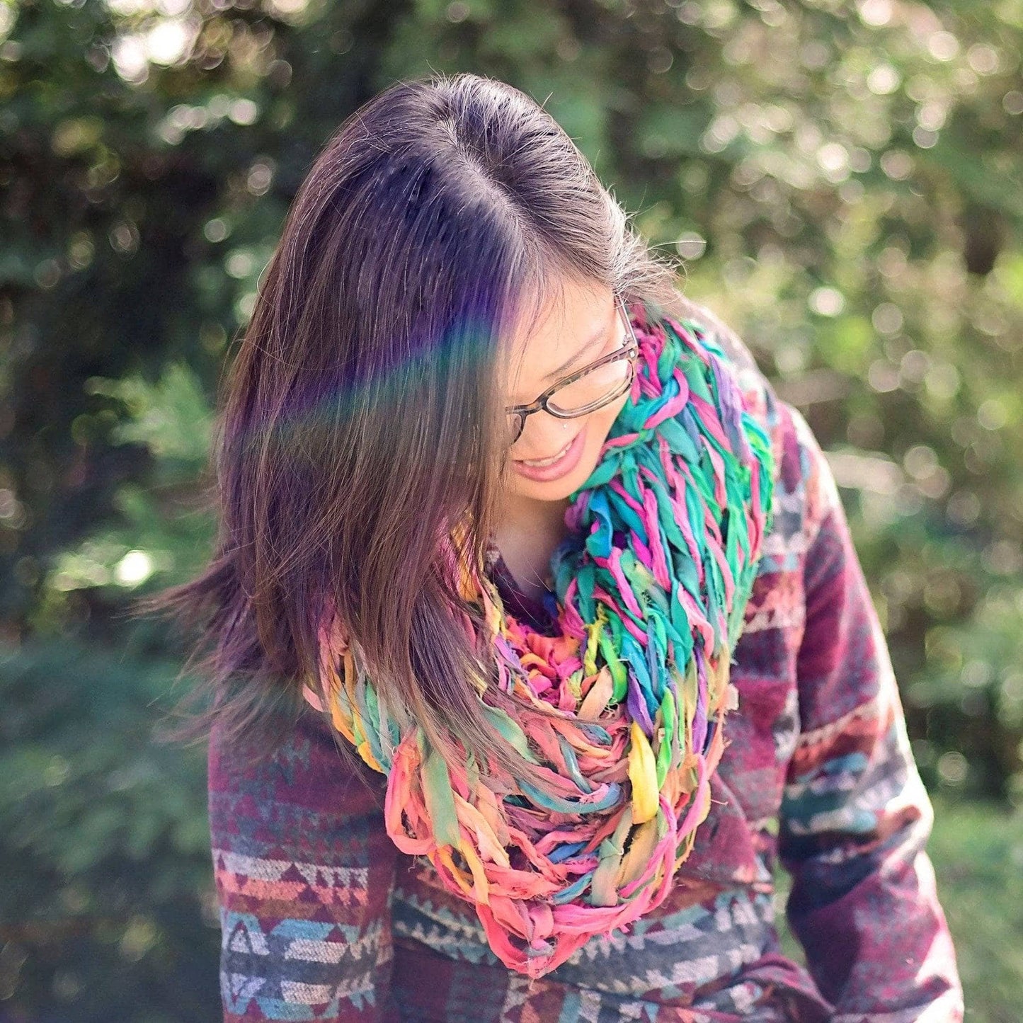 Pastel Arm Knit Chiffon Cowl Pattern - view 3