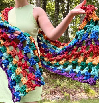 Rainbow Checkers Shawl Crochet Pattern