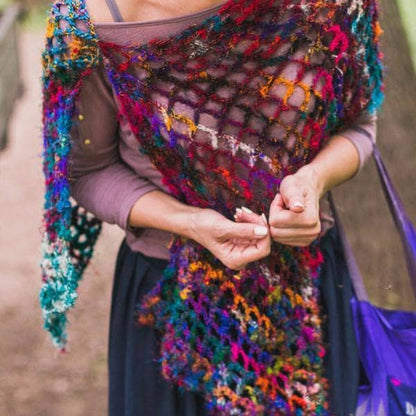QuadraMesh Crochet Shawl Easy Pattern - view 6