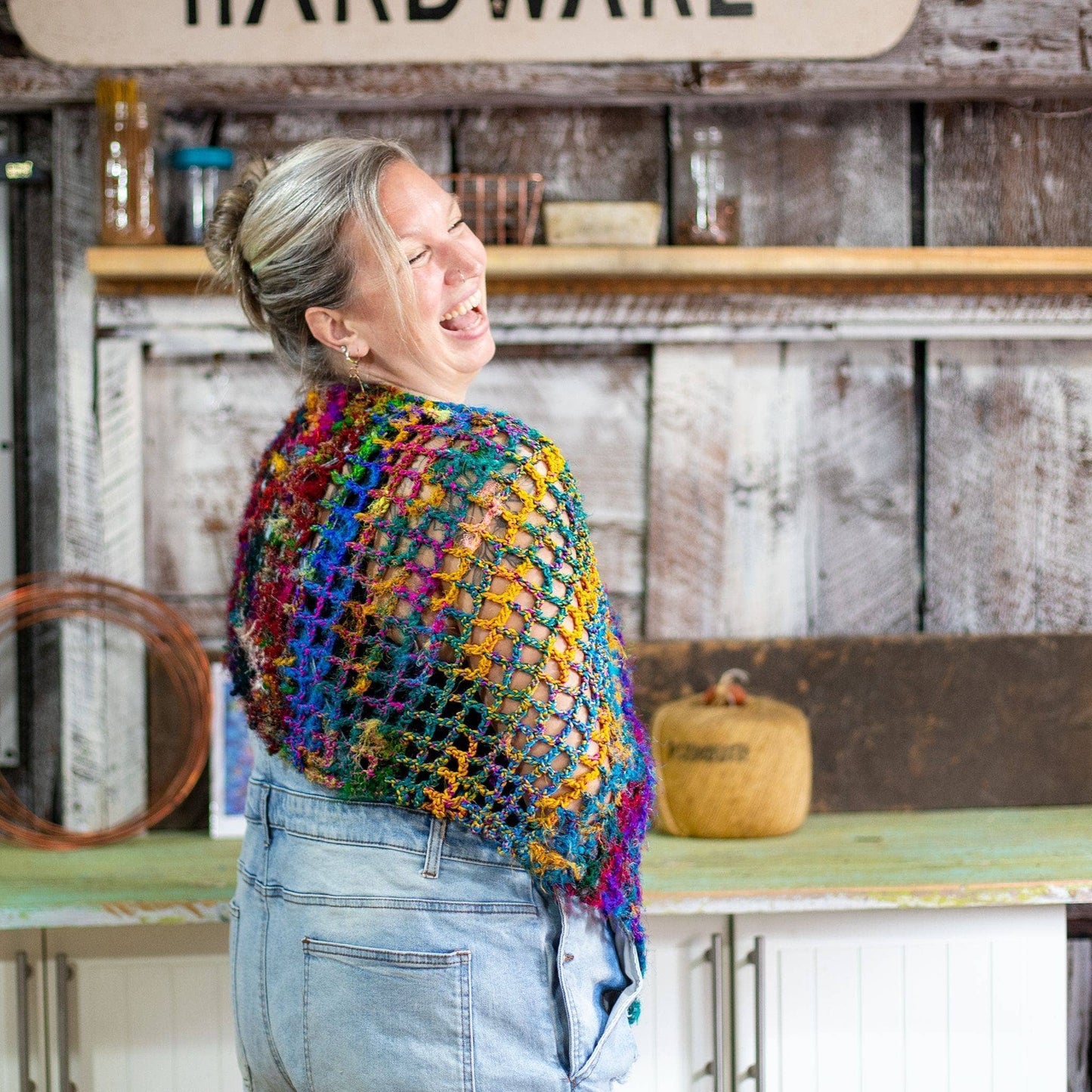 QuadraMesh Crochet Shawl Easy Pattern - view 4