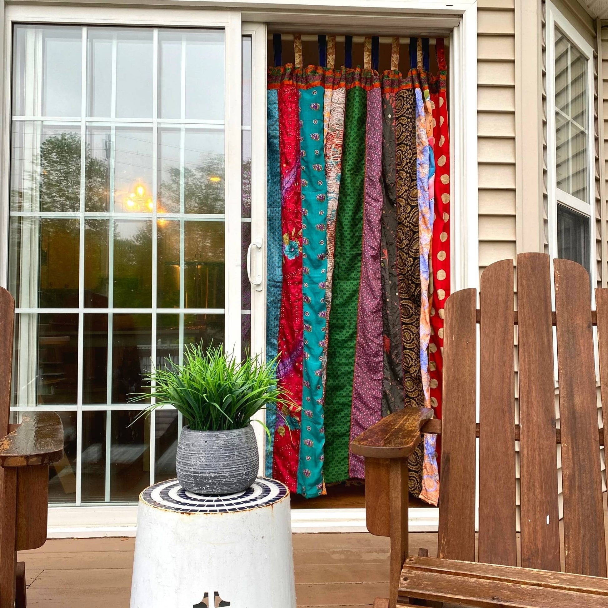Rainbow Oasis Drapes – Upcycled Boho Curtains - view 10