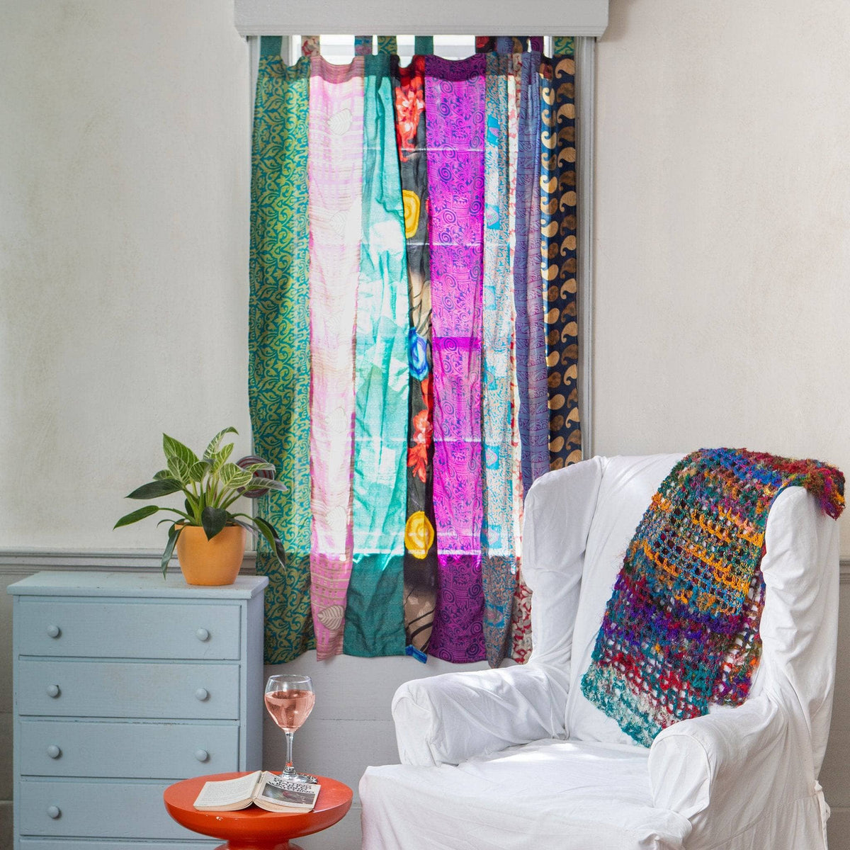 Rainbow Oasis Drapes – Upcycled Boho Curtains - view 6