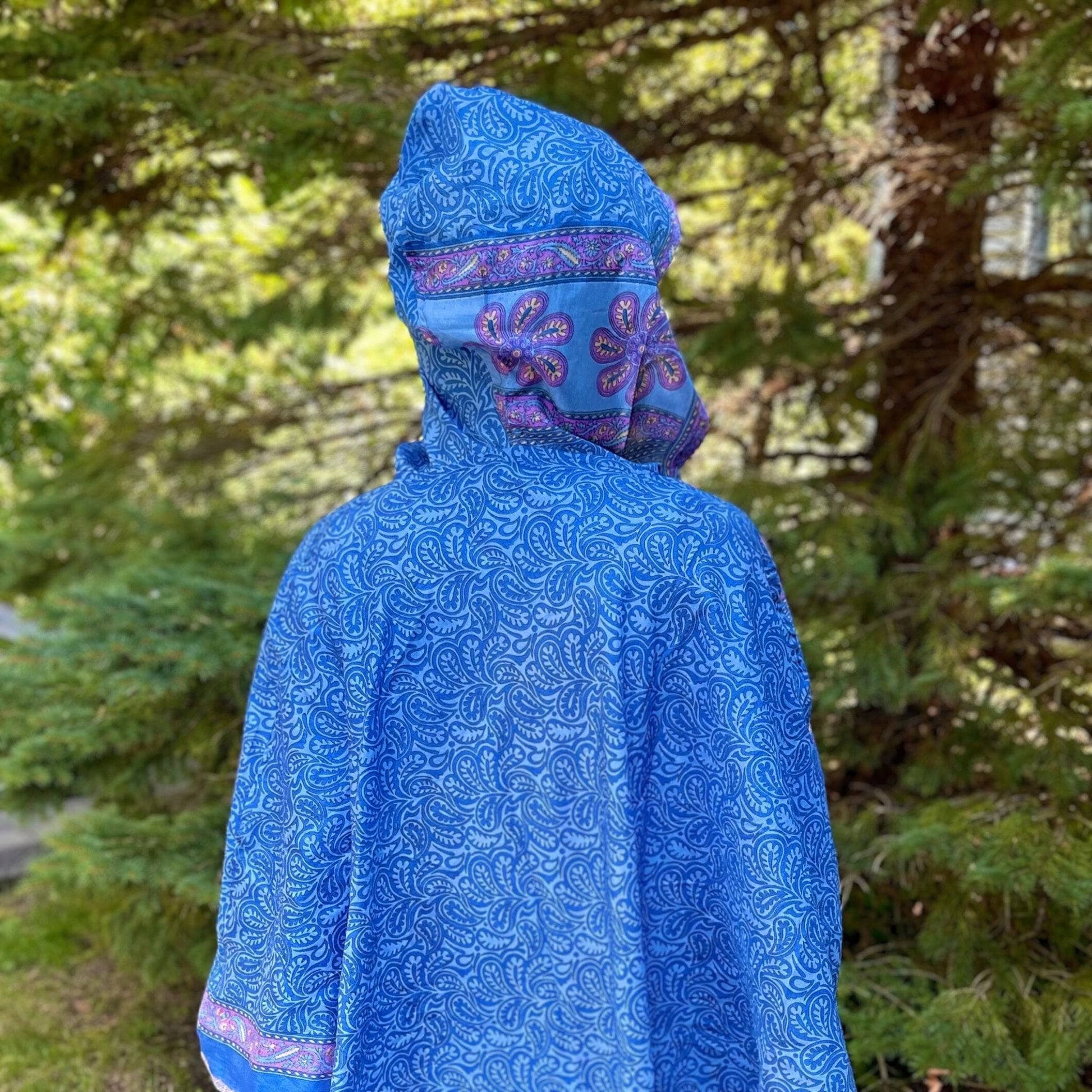 Recycled Sari Hooded Poncho - view 6