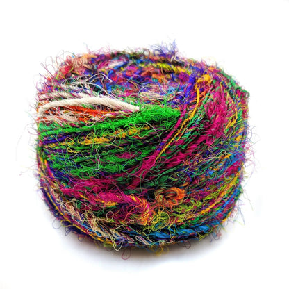 Recycled Silk Yarn Worsted Weight "Wild Peacock" - view 4