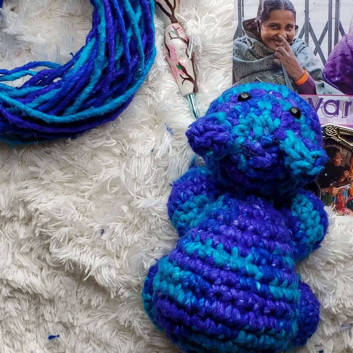Recycled Silk Baby Hippo Crochet Kit - view 2
