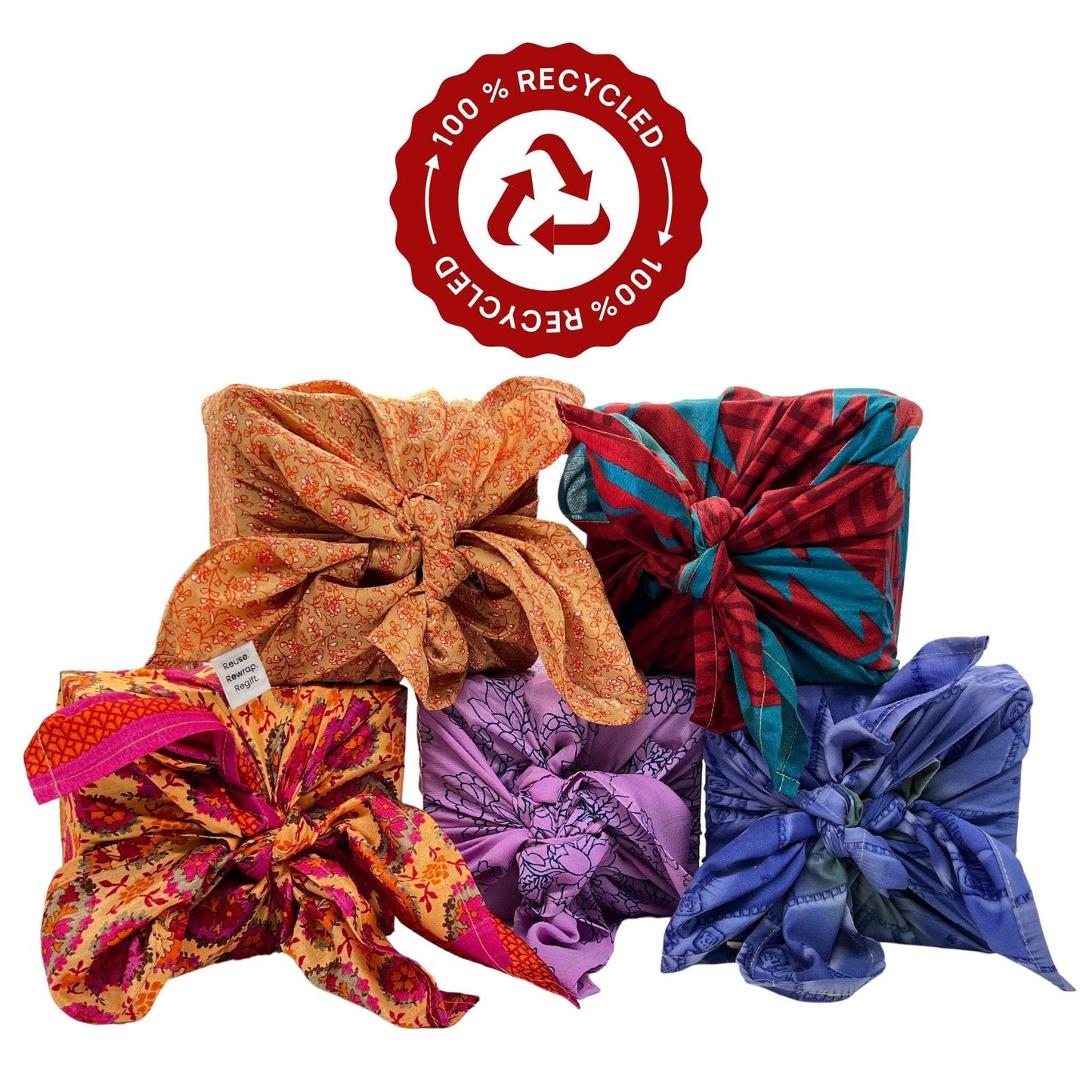 Reusable Sari Silk Gift Wrap - 5-pack - view 9