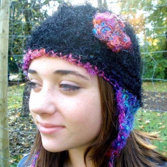 Silk Beanie with Ear Flap Hat Crochet Pattern
