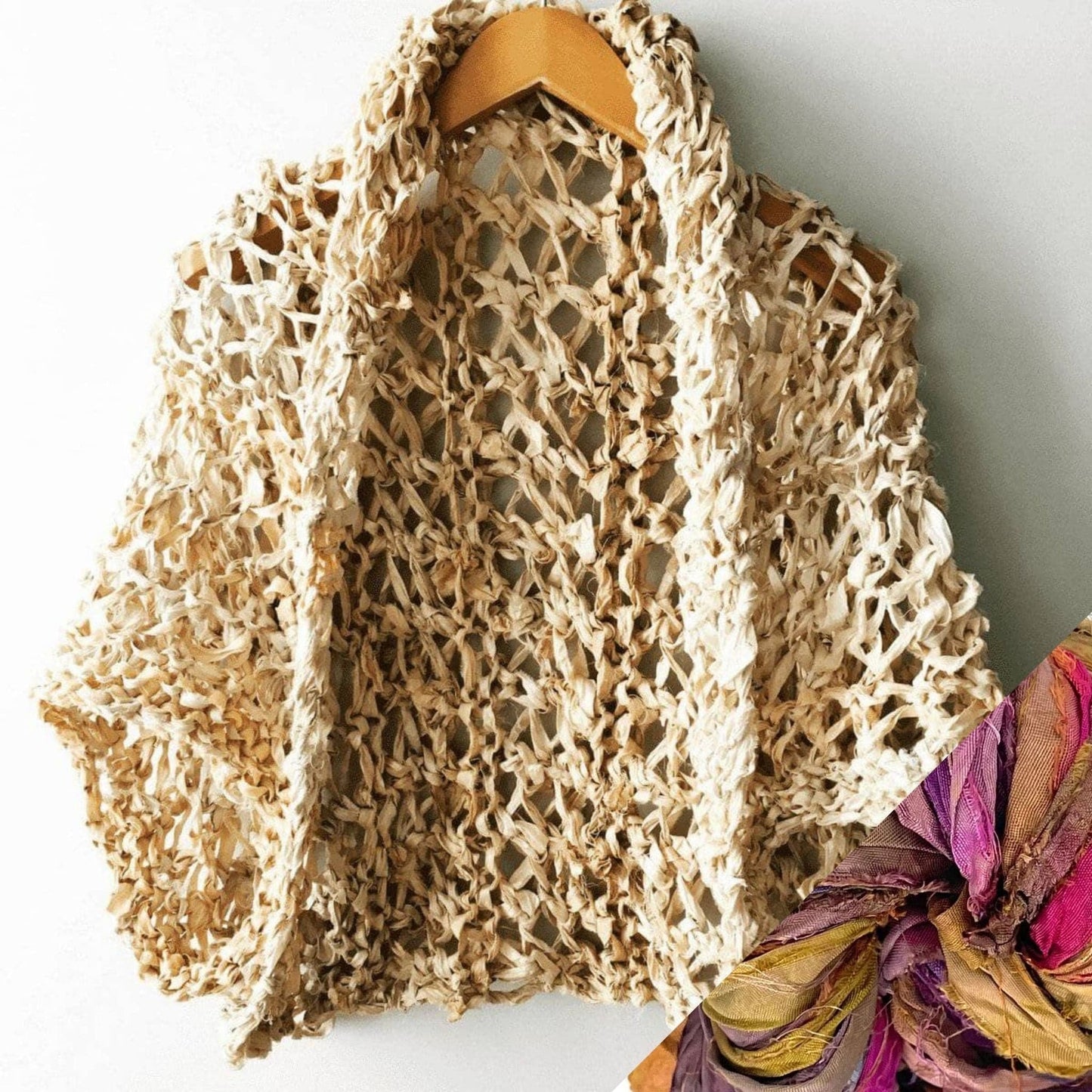 Silk Garter + Lace Summer Cocoon Coat Knit Kit - view 4