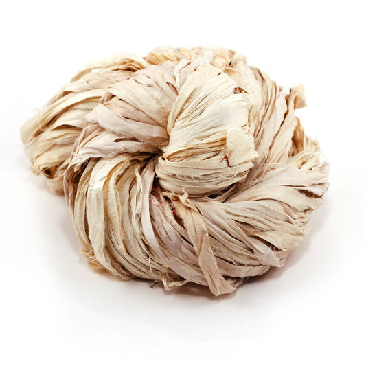 Vintage Ivory Dyeable Small Batch Sari Silk Ribbon