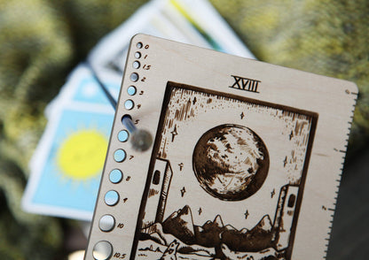 Maple Wood Moon Tarot Card Knitting Needle Gauge & 5" Ruler - view 2