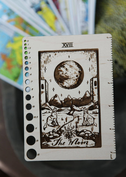 Maple Wood Moon Tarot Card Knitting Needle Gauge & 5" Ruler - view 4