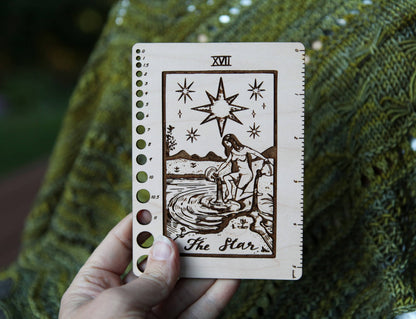 Maple Wood Moon Tarot Card Knitting Needle Gauge & 5" Ruler - view 8