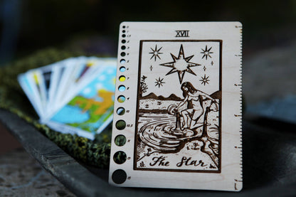 Maple Wood Moon Tarot Card Knitting Needle Gauge & 5" Ruler - view 9