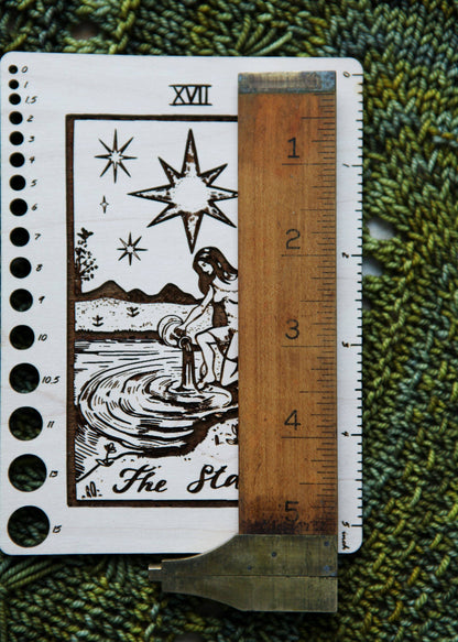Maple Wood Moon Tarot Card Knitting Needle Gauge & 5" Ruler - view 10