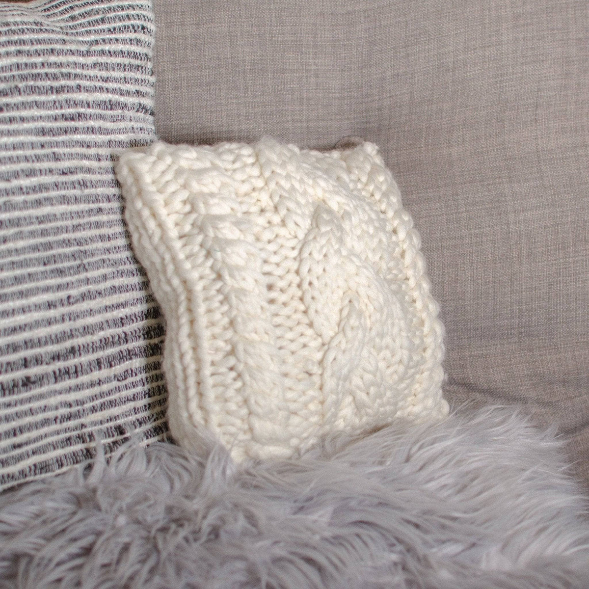 Triple Cable Pillow Knit Pattern - view 2
