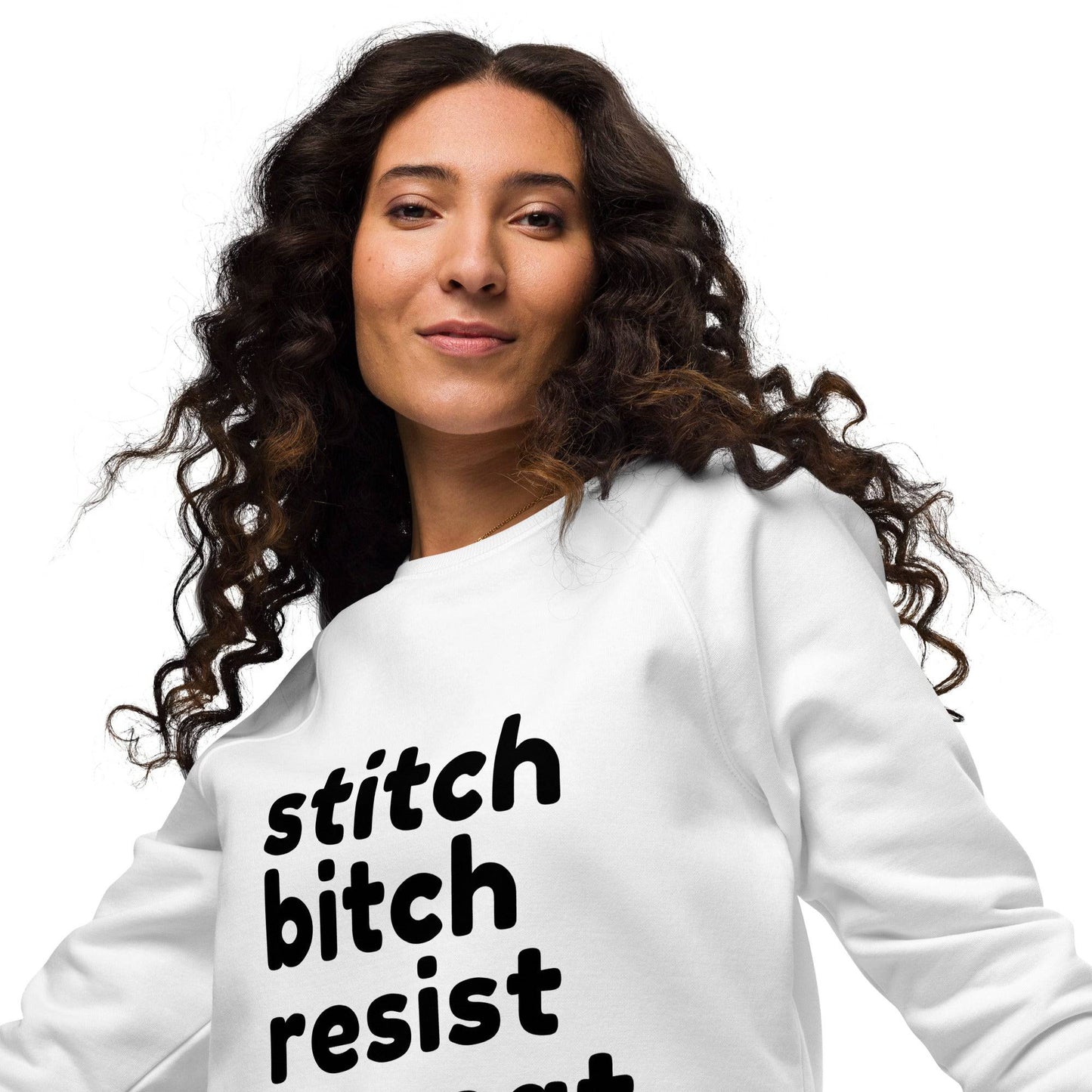 Stitch Bitch Resist Repeat Unisex Organic Raglan Sweatshirt - view 5