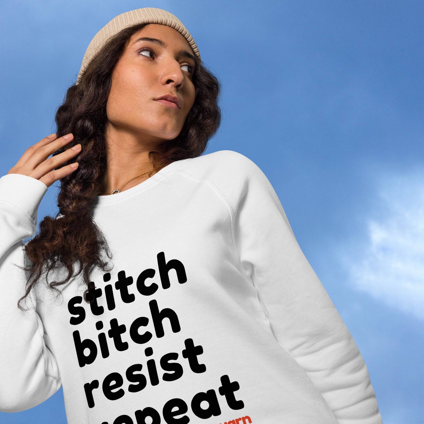 Stitch Bitch Resist Repeat Unisex Organic Raglan Sweatshirt - view 2